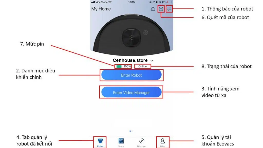 Hướng dẫn sử dụng App Ecovacs Home - Ecovacs T8