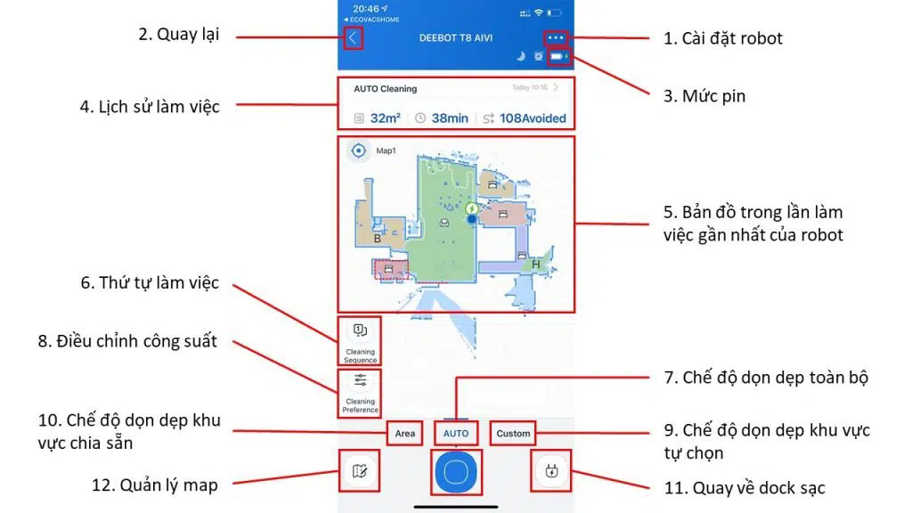 Hướng dẫn sử dụng App Ecovacs Home - Ecovacs T8