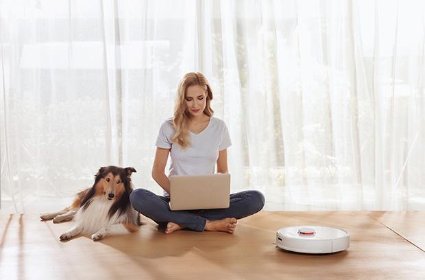 Dùng robot hút bụi dọn dẹp lông thú cưng