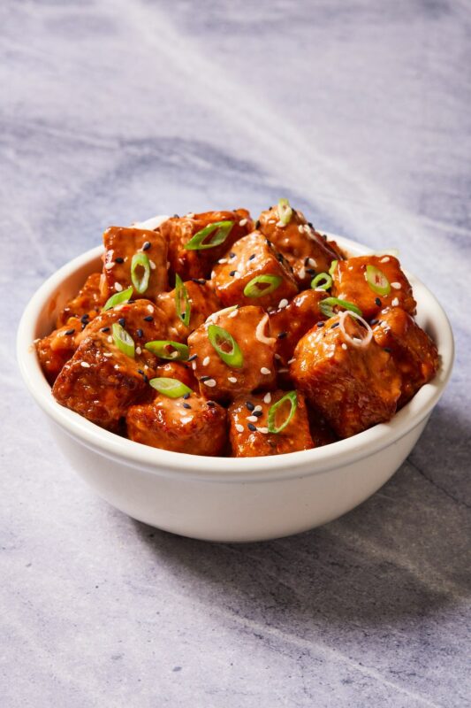 rán đậu phụ bằng nồi chiên không dầu
