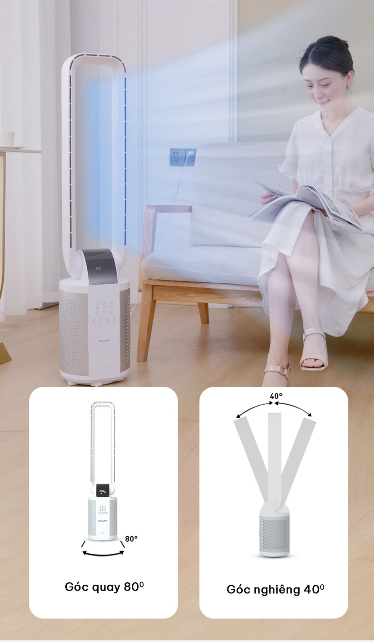 Góc quay trái phải 80 độ và lên xuống 40 độ