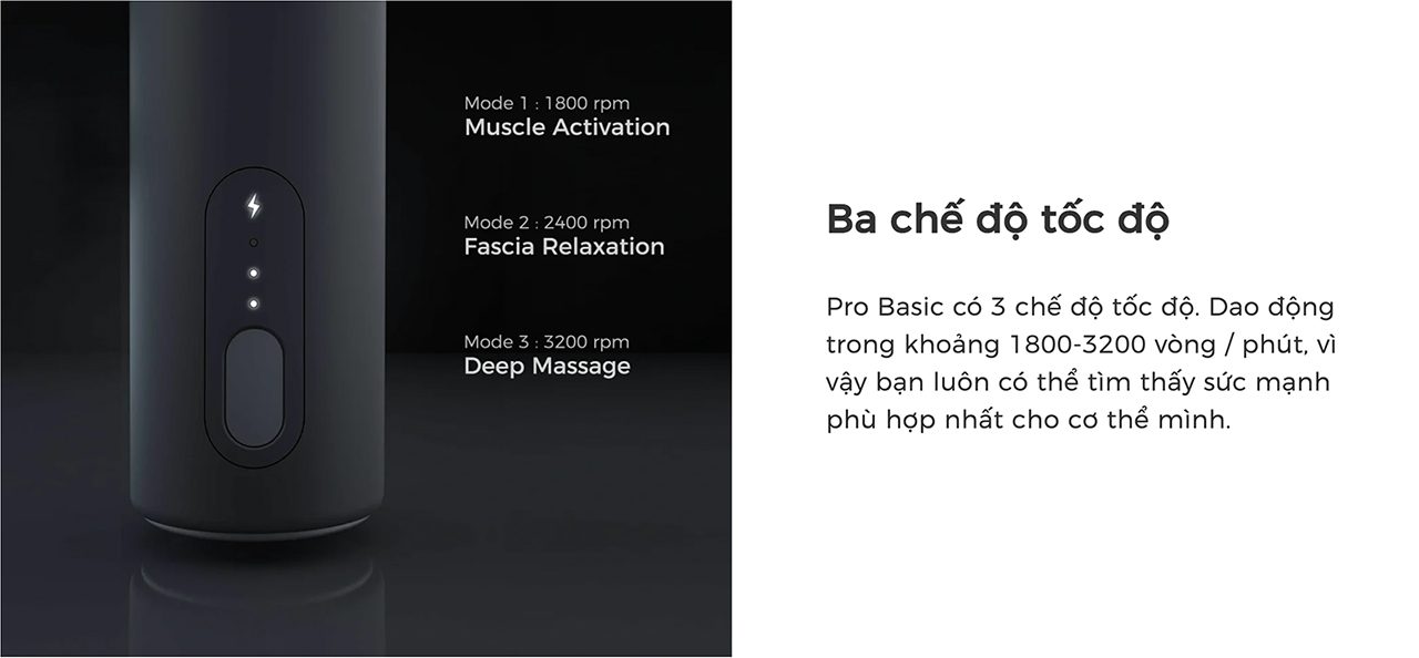 3 chế độ tốc độ. Dao động 1800-3200 vòng / phút