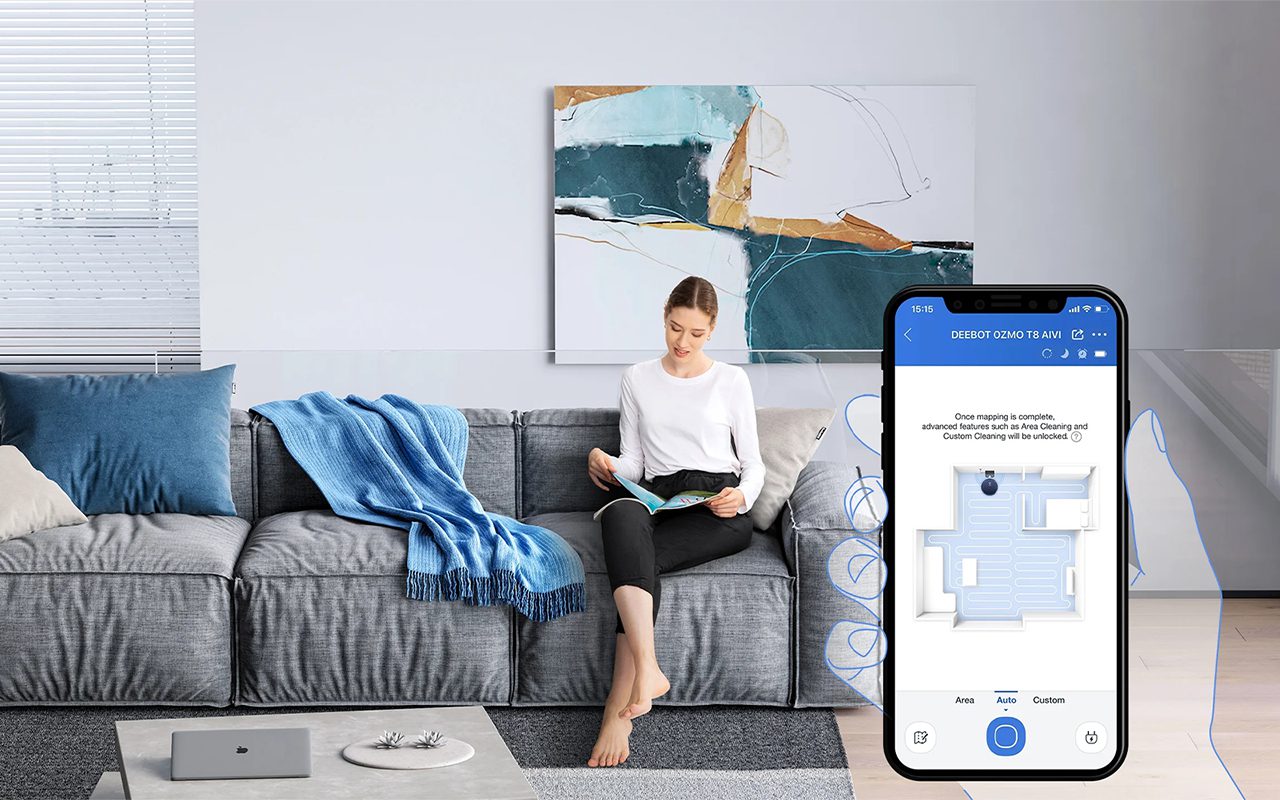 Điều khiển Ecovacs T8 AIVI dễ dàng thông qua ứng dụng