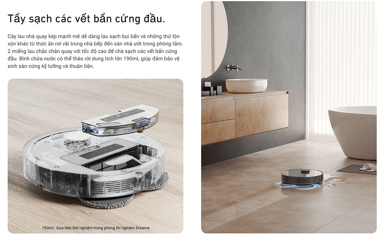 Dreame Bot L10S Pro Tẩy sạch các vết bẩn cứng đầu