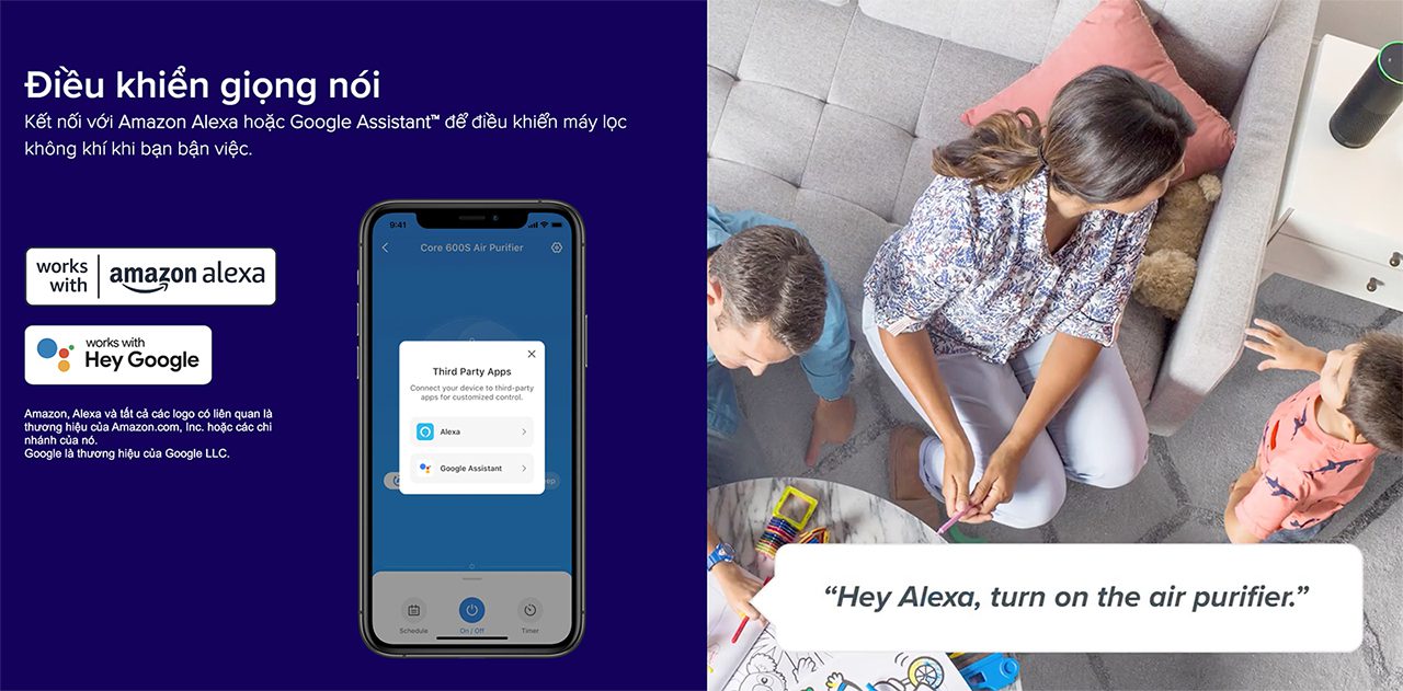 Kết nối với Amazon Alexa hoặc Google Assistant™ để điều khiển