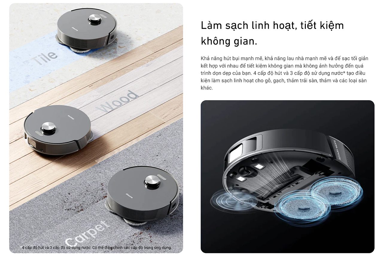 Làm sạch linh hoạt, tiết kiệm không gian