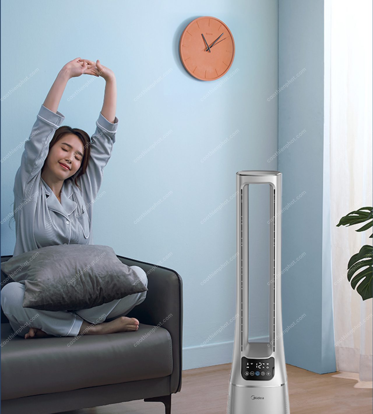 Midea AMS150E-TY thay đổi tốc độ gió tự động