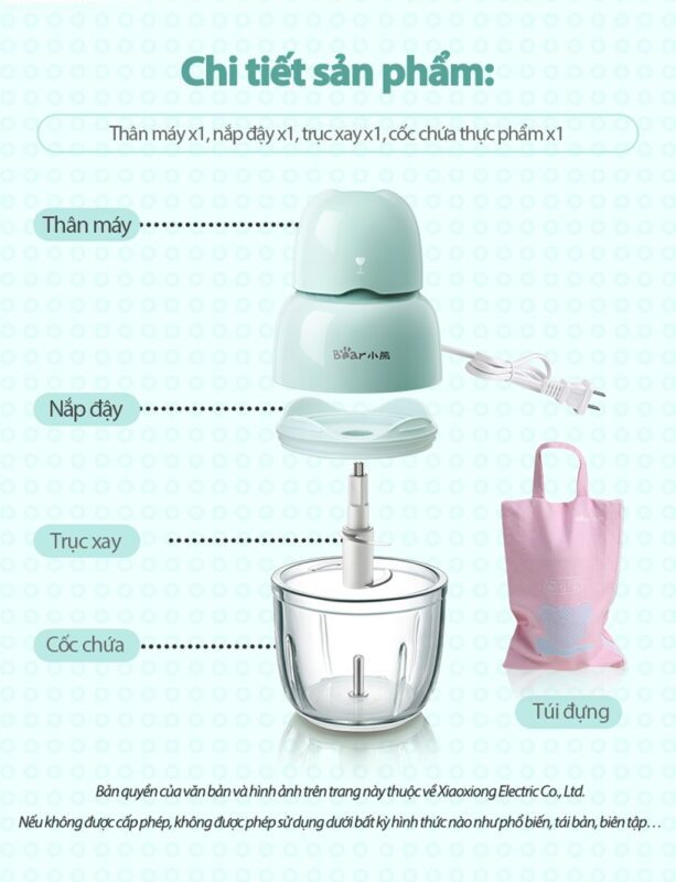 Máy xay thực phẩm đa năng Bear QSJ-B01P1