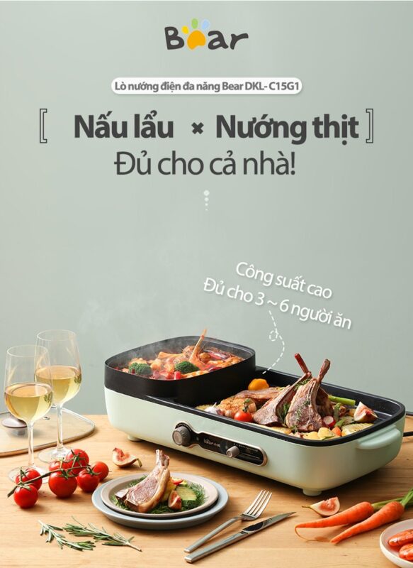 Bếp nướng và lẩu đa năng Bear DKL-C15G1