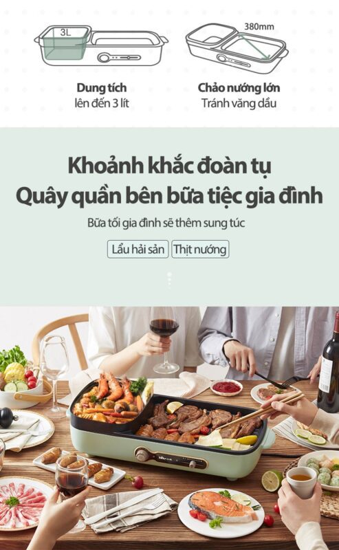 Bếp nướng và lẩu đa năng Bear DKL-C15G1