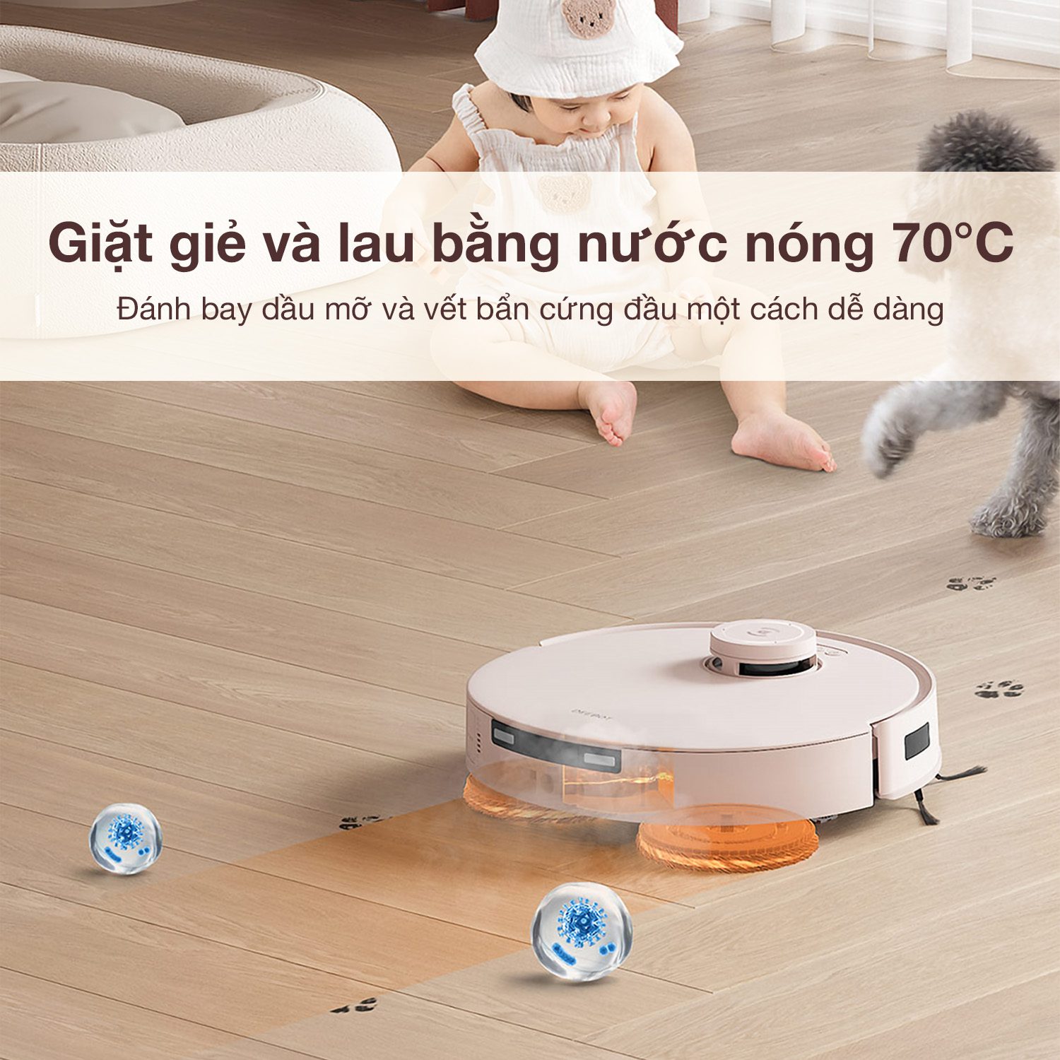Giặc giẻ lau bằng nước nóng