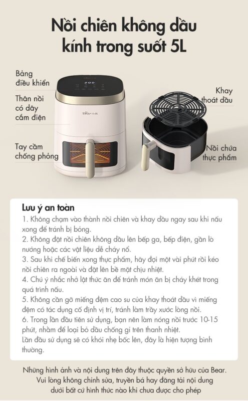 Nồi chiên không dầu Bear QZG-F15E3