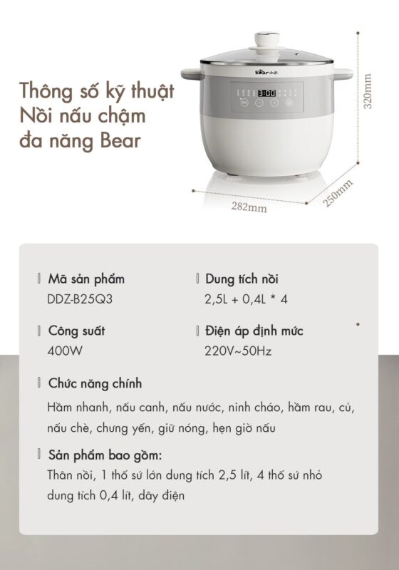 Nồi nấu chậm Bear DDZ-B25Q3