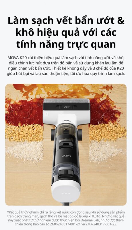Dreame Mova K20 con lăn tràn viền 2 bên