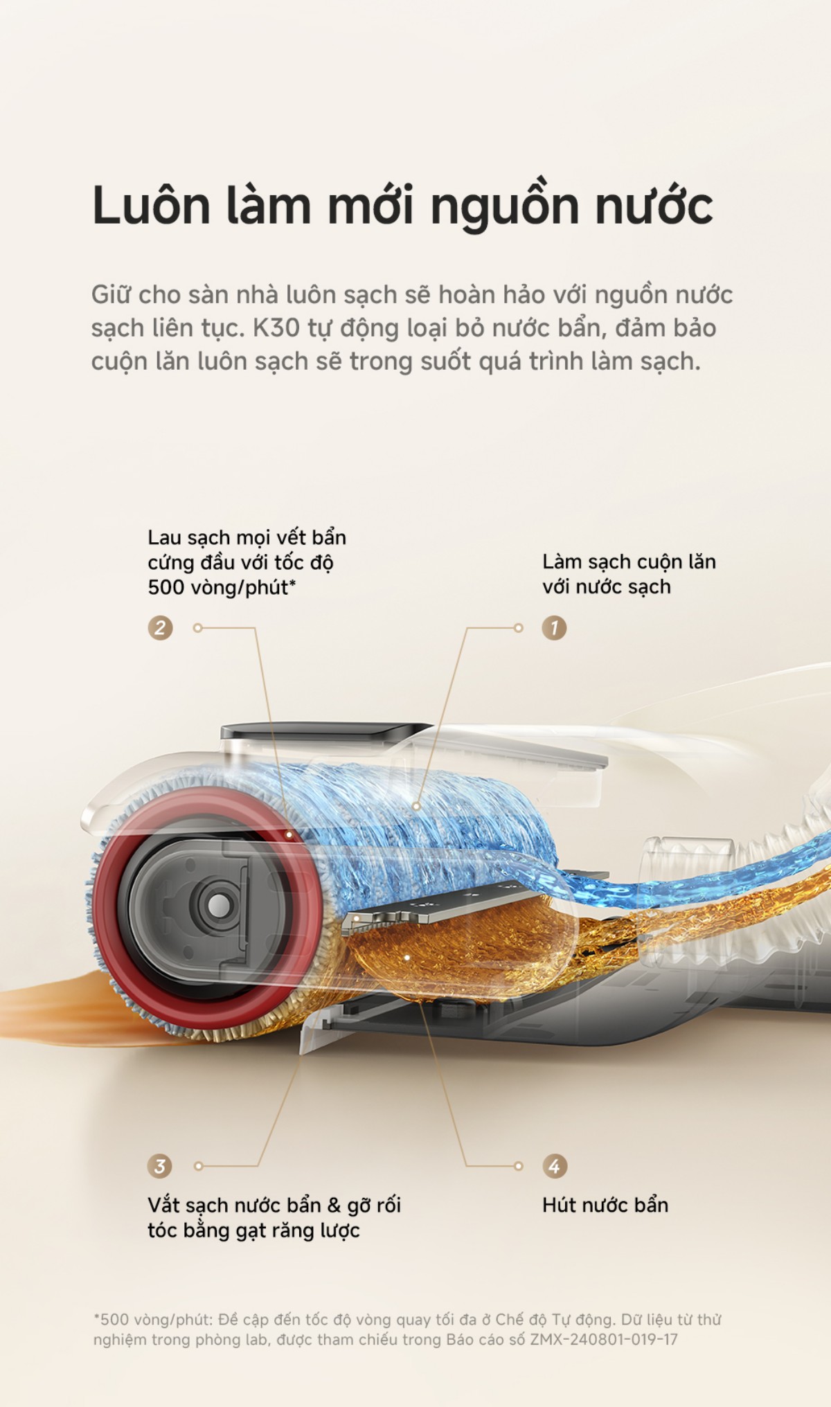 Dreame Mova K30 gập nghiêng 180°