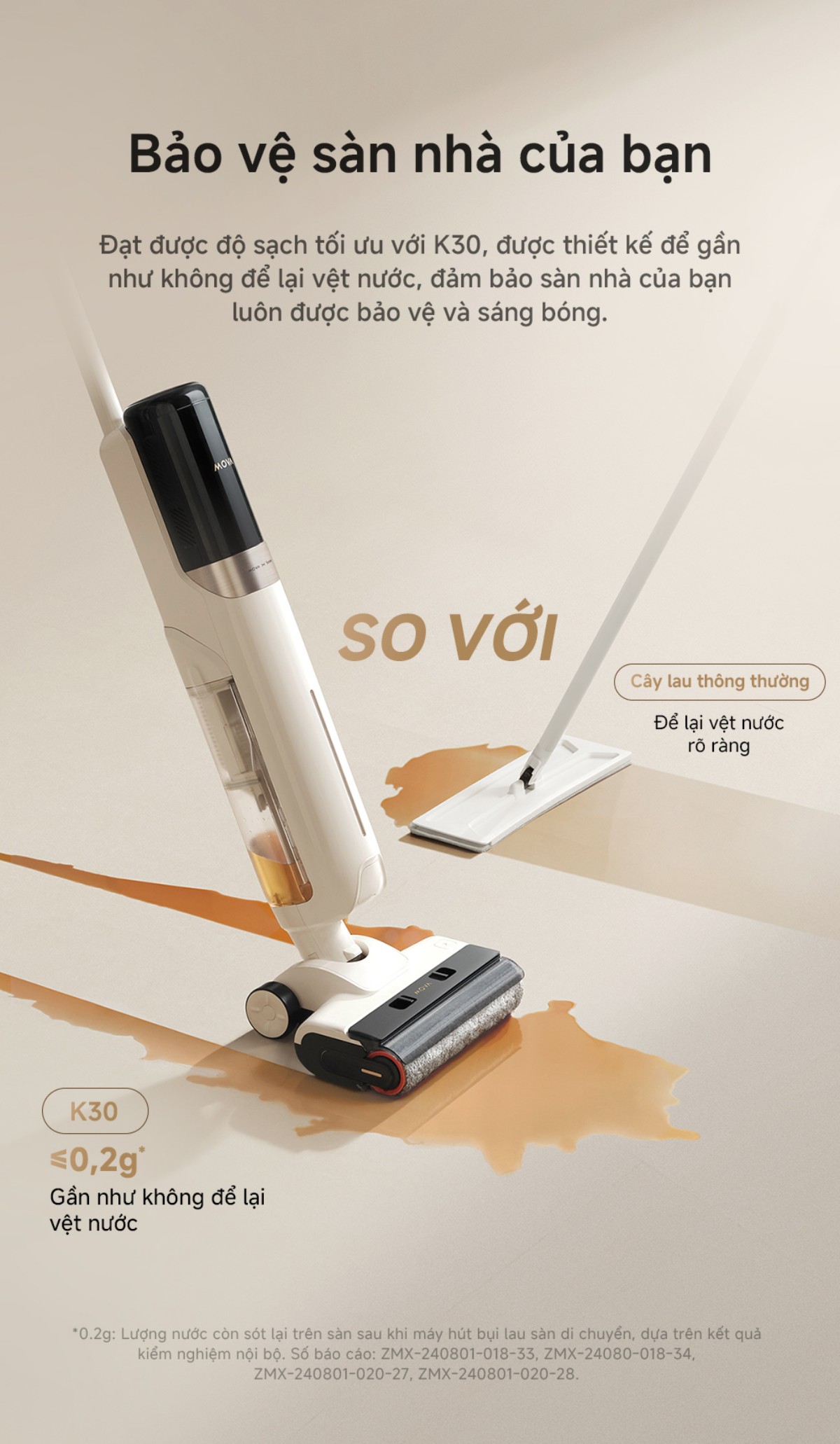 Dreame Mova K30 gập nghiêng 180°