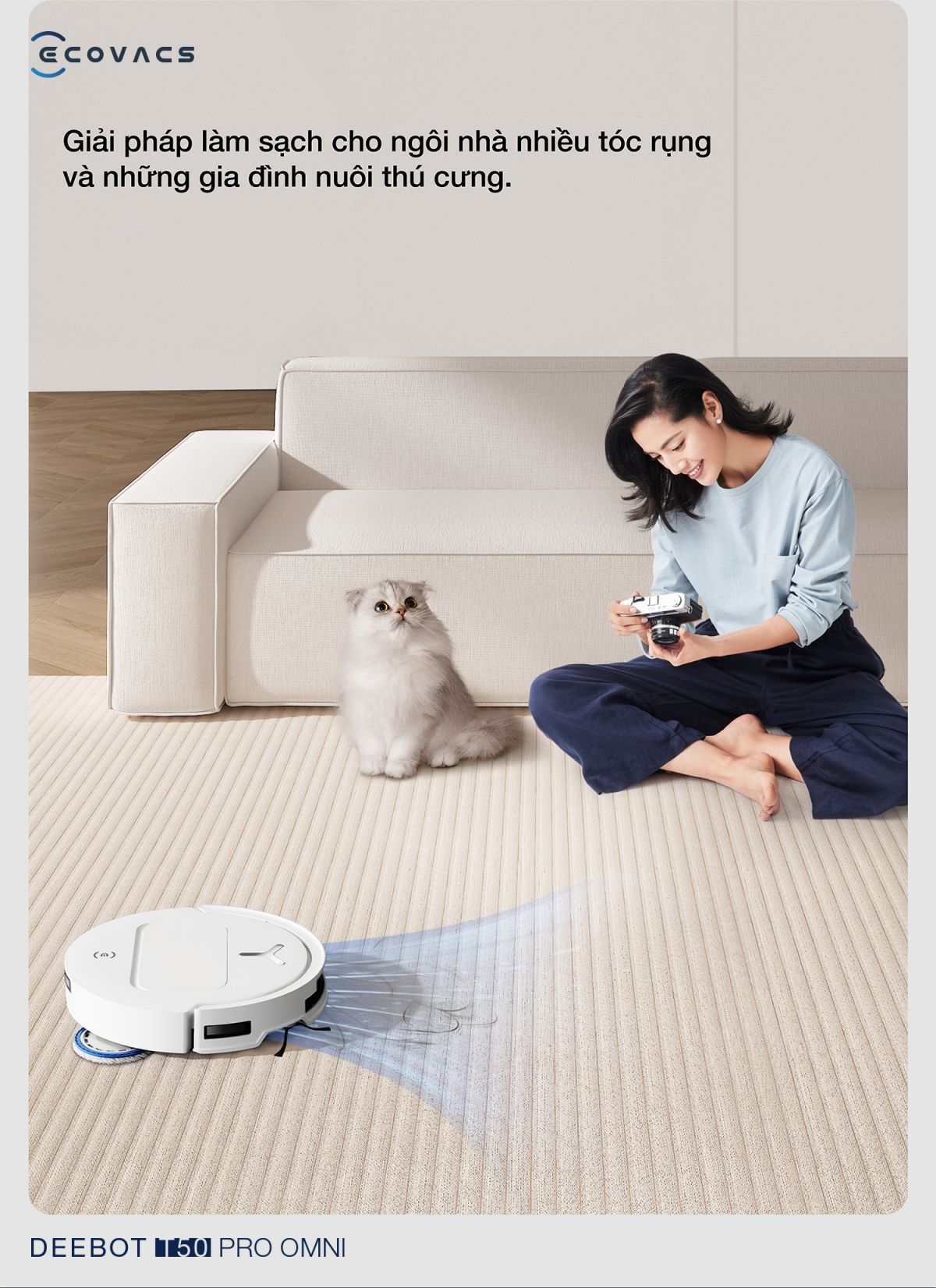 Robot hút bụi Ecovacs T50 Pro OMNI tự động cấp xả