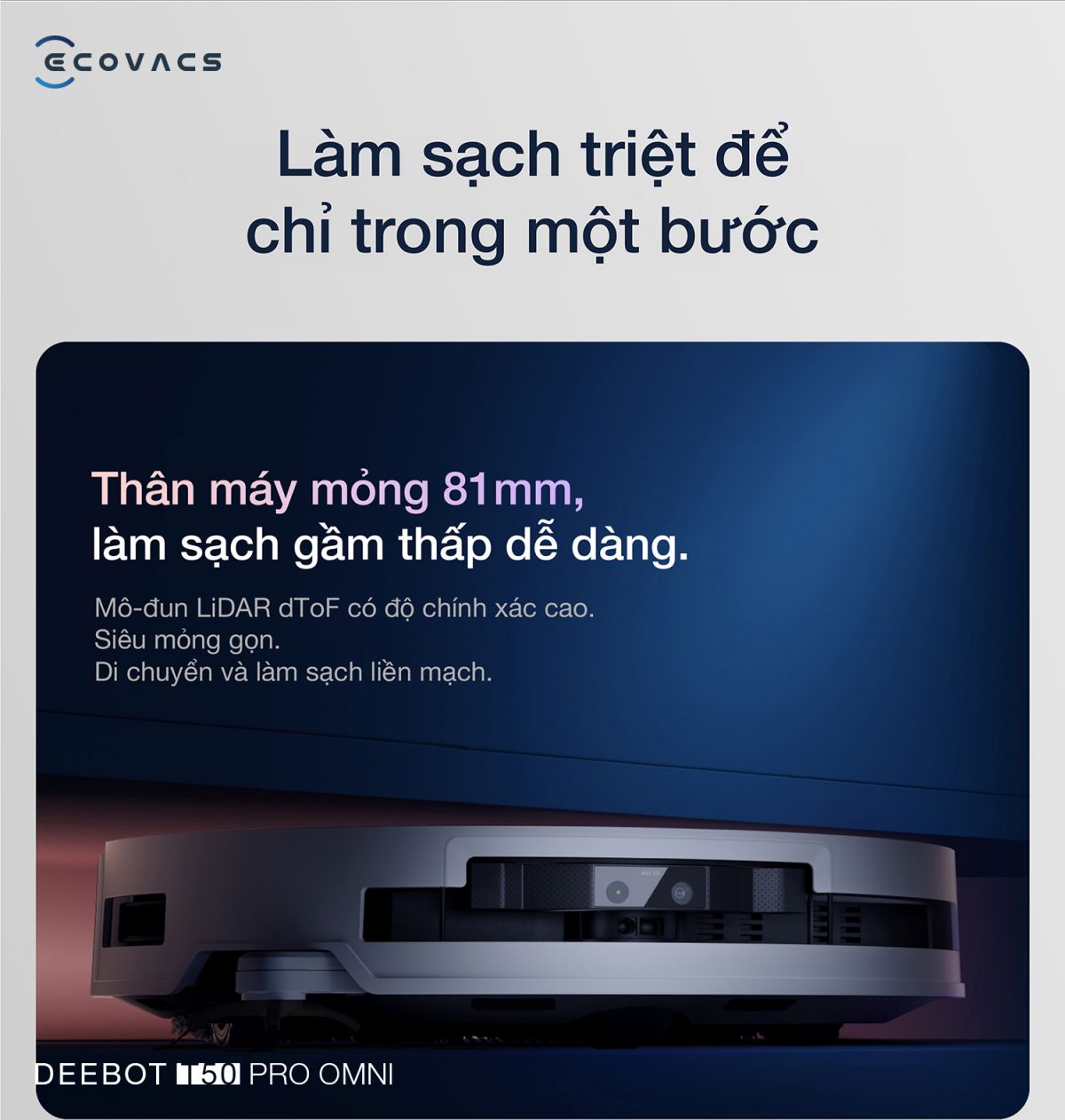 Robot hút bụi Ecovacs T50 Pro OMNI tự động cấp xả