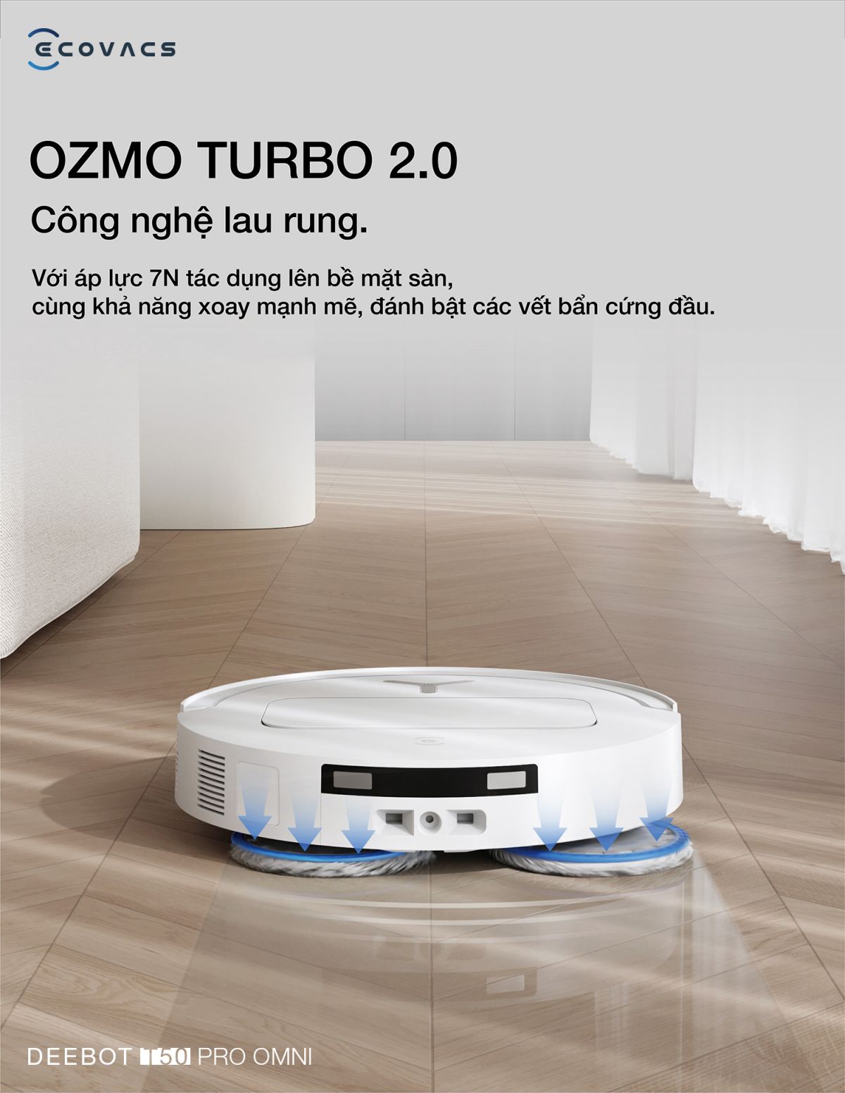 Robot hút bụi Ecovacs T50 Pro OMNI tự động cấp xả