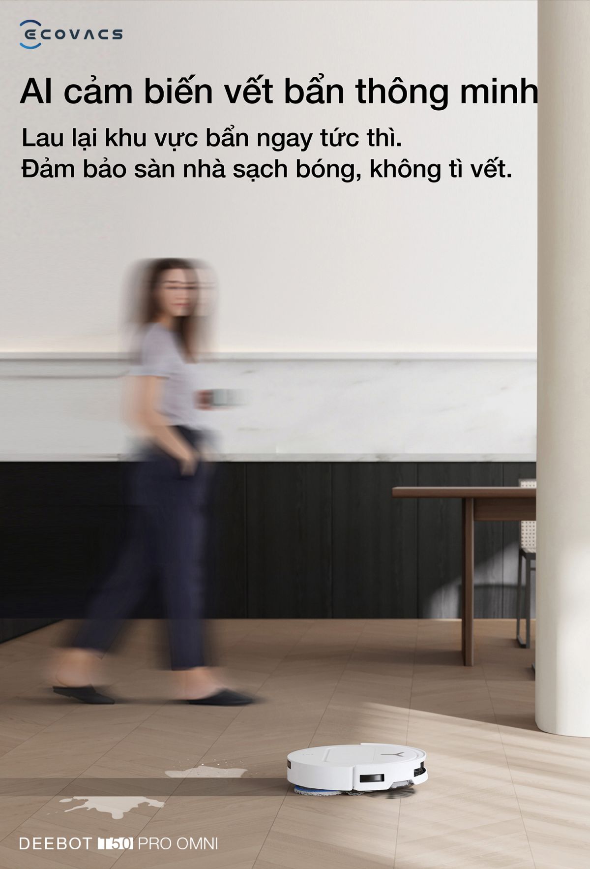 Robot hút bụi Ecovacs T50 Pro OMNI tự động cấp xả