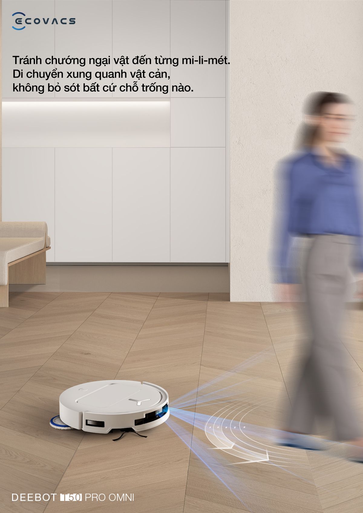 Robot hút bụi Ecovacs T50 Pro OMNI tự động cấp xả