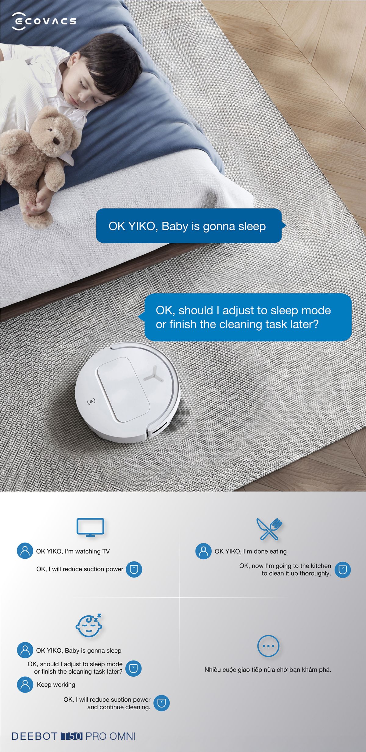 Robot hút bụi Ecovacs T50 Pro OMNI tự động cấp xả
