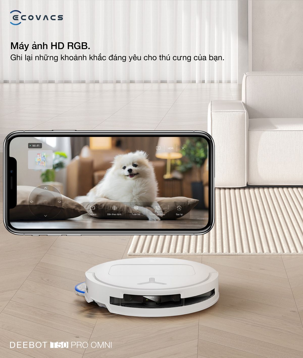 Robot hút bụi Ecovacs T50 Pro OMNI tự động cấp xả