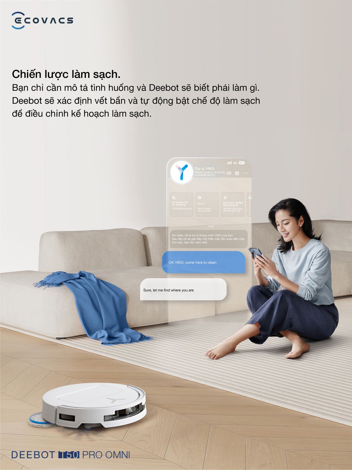 Robot hút bụi Ecovacs T50 Pro OMNI tự động cấp xả