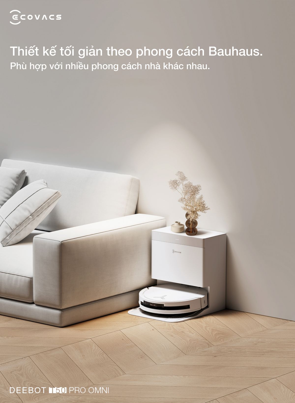 Robot hút bụi Ecovacs T50 Pro OMNI tự động cấp xả