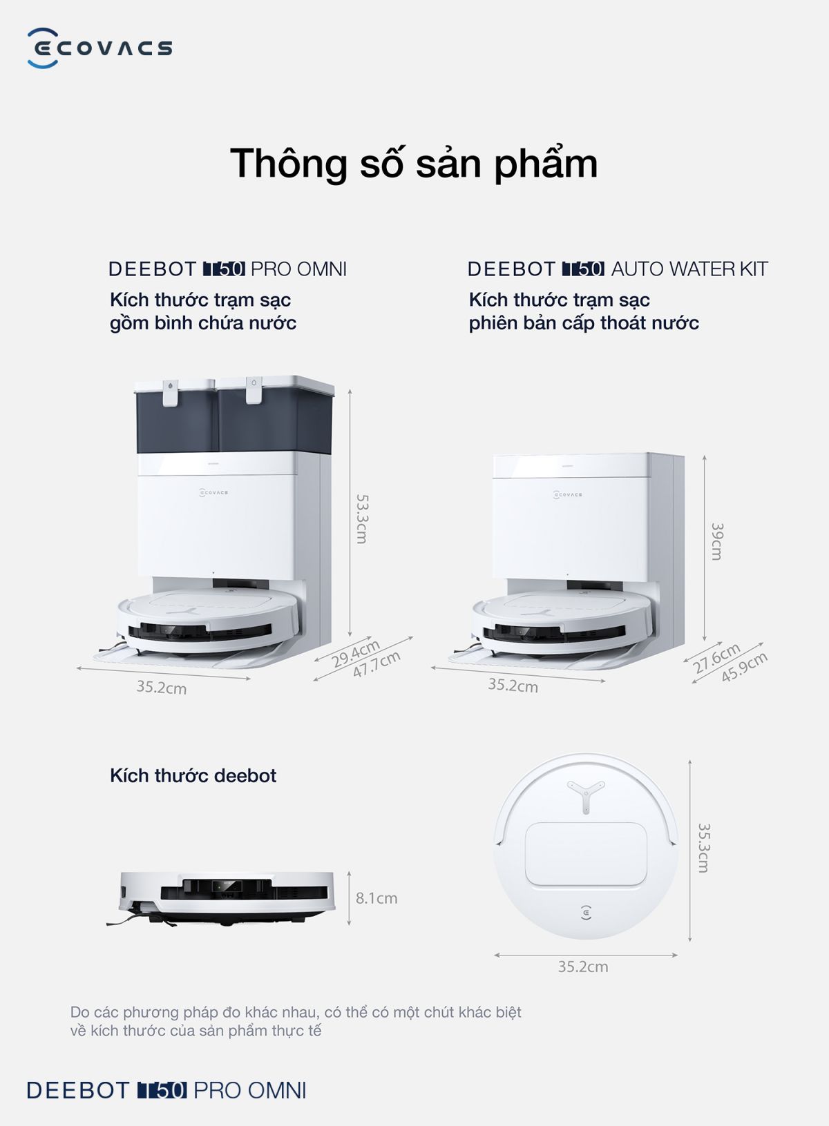 Robot hút bụi Ecovacs T50 Pro OMNI tự động cấp xả