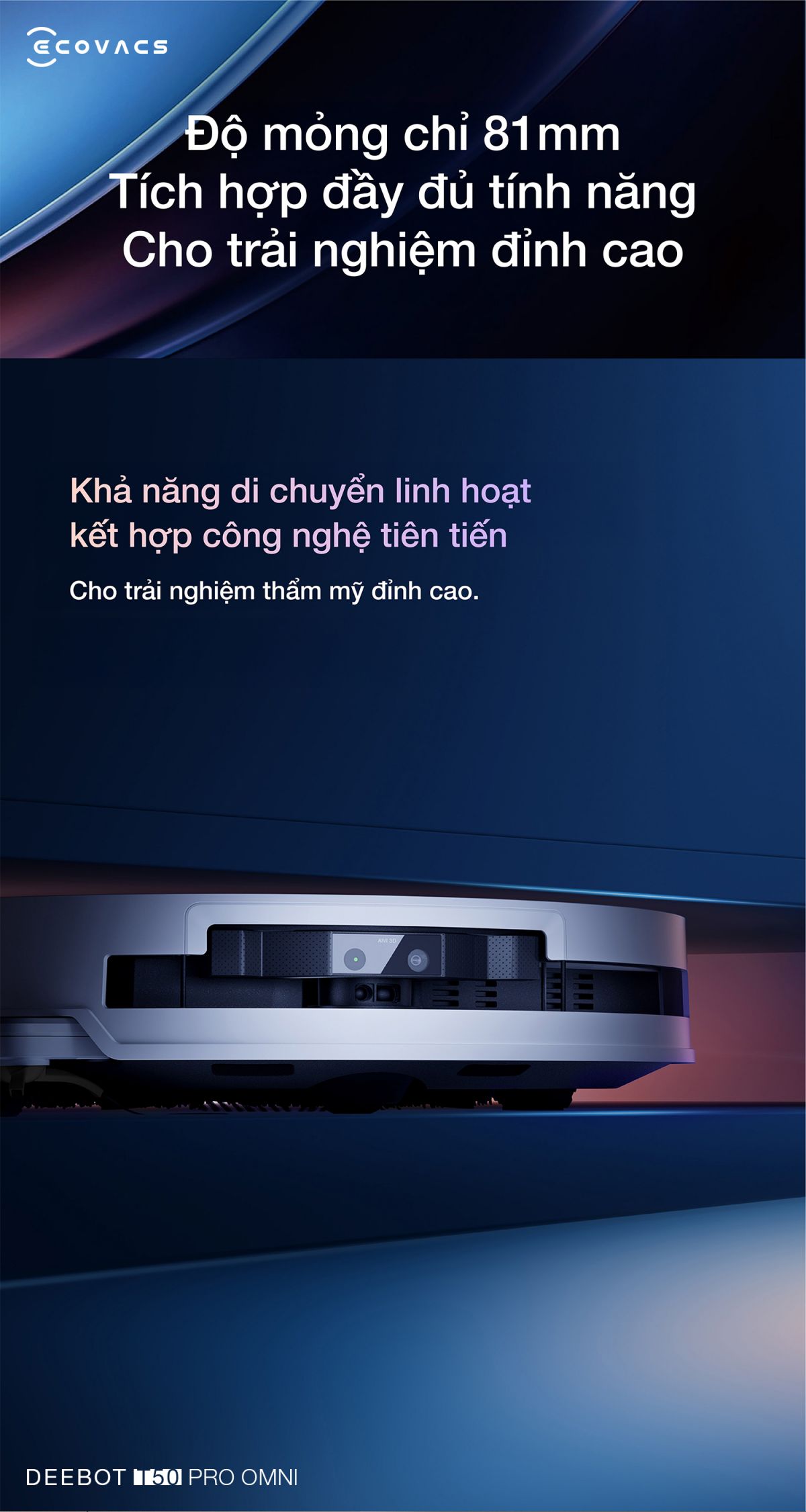 Robot hút bụi Ecovacs T50 Pro OMNI tự động cấp xả