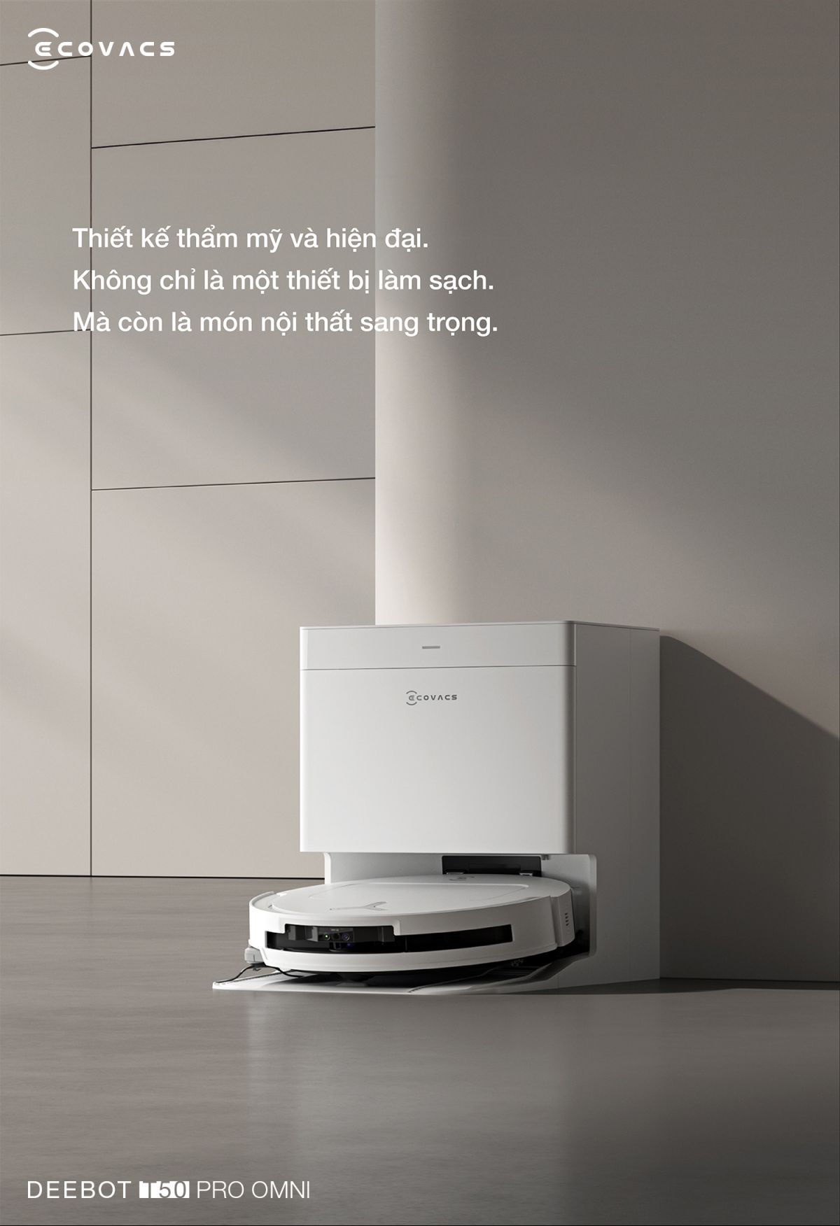 Robot hút bụi Ecovacs T50 Pro OMNI tự động cấp xả