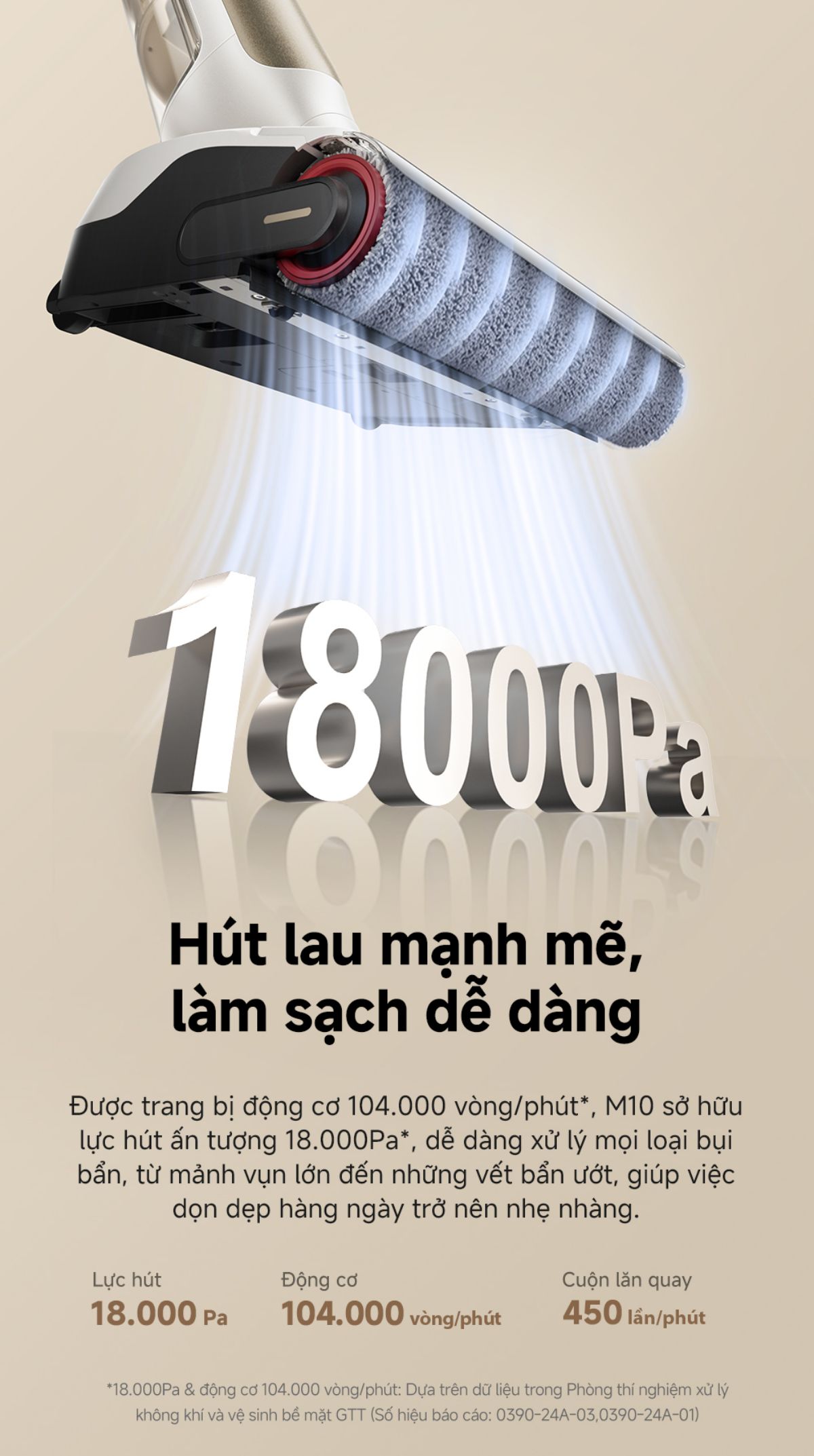 Dreame Mova M10 gập nghiêng 180°