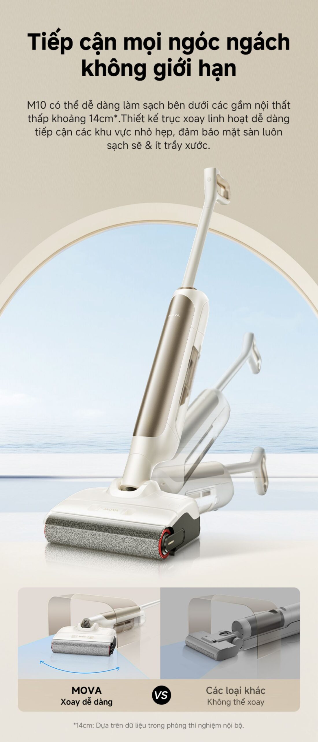 Dreame Mova M10 gập nghiêng 180°