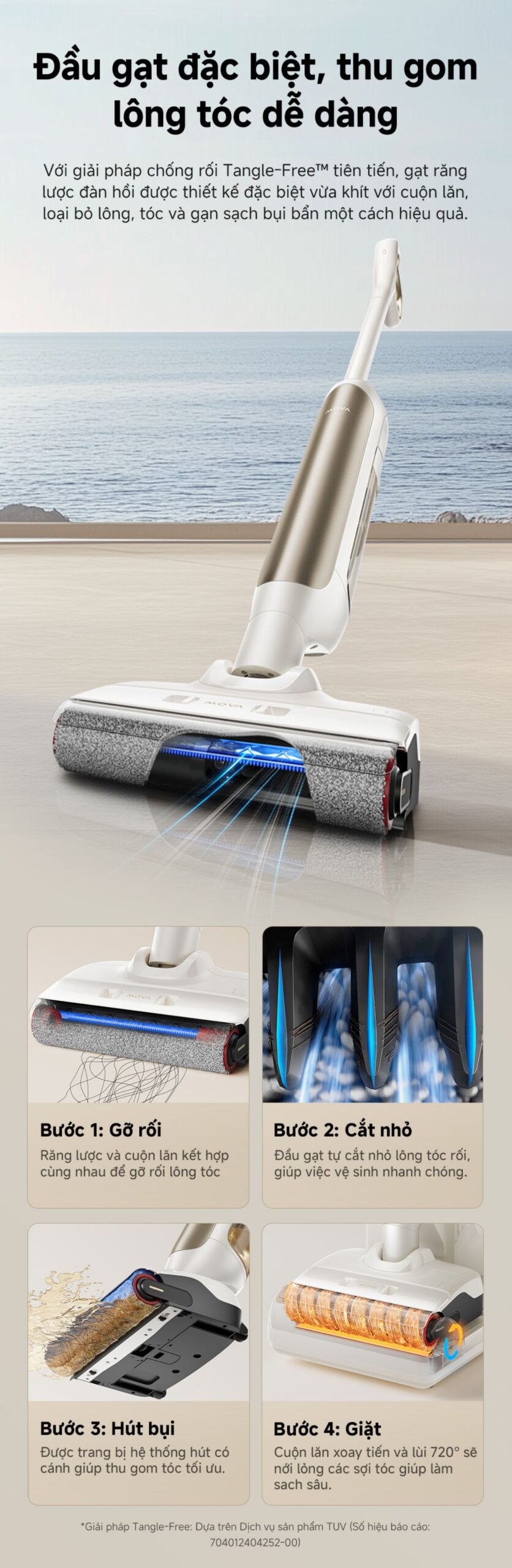 Dreame Mova M10 gập nghiêng 180°