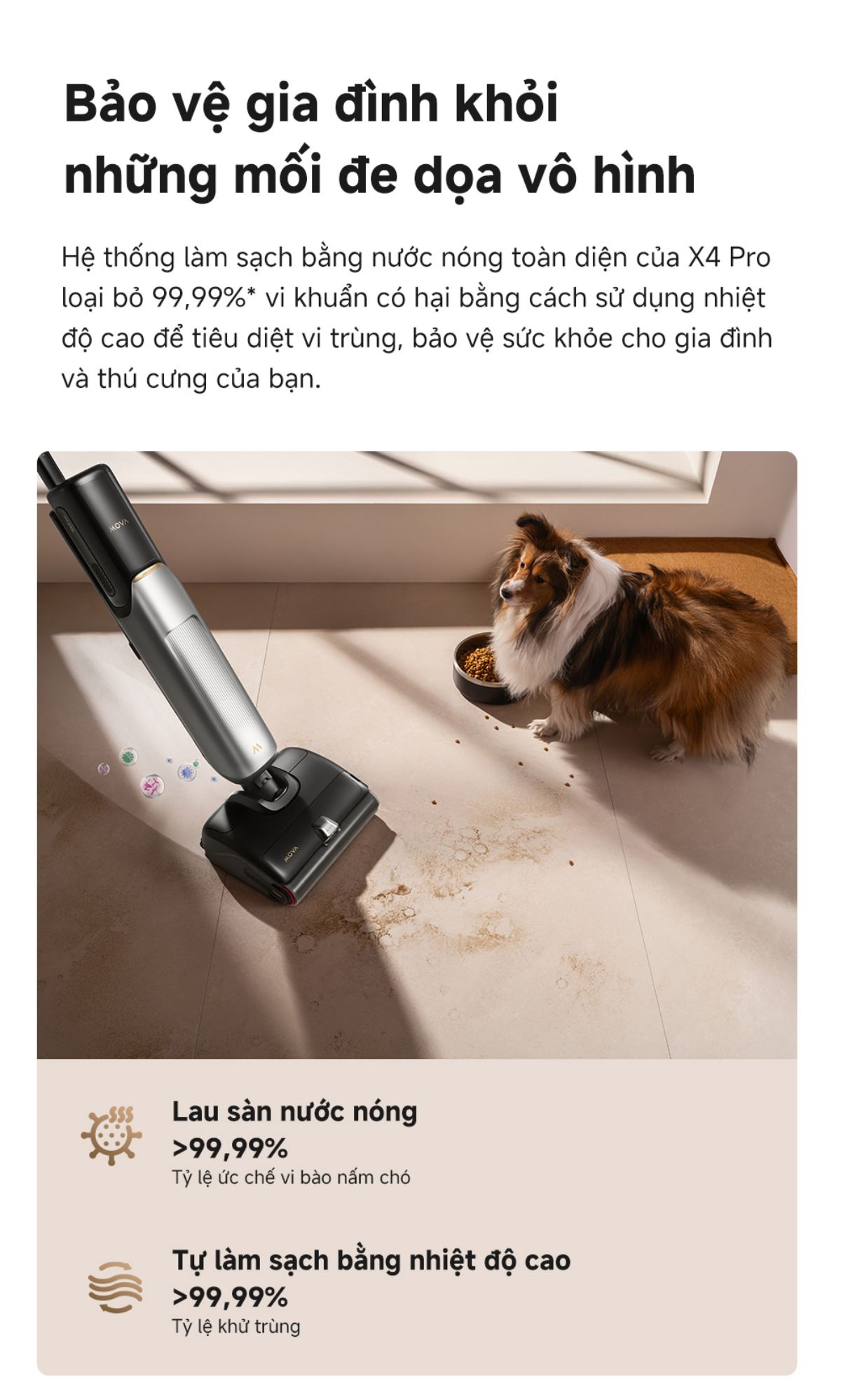 Dreame Mova X4 Pro gập nghiêng 180°