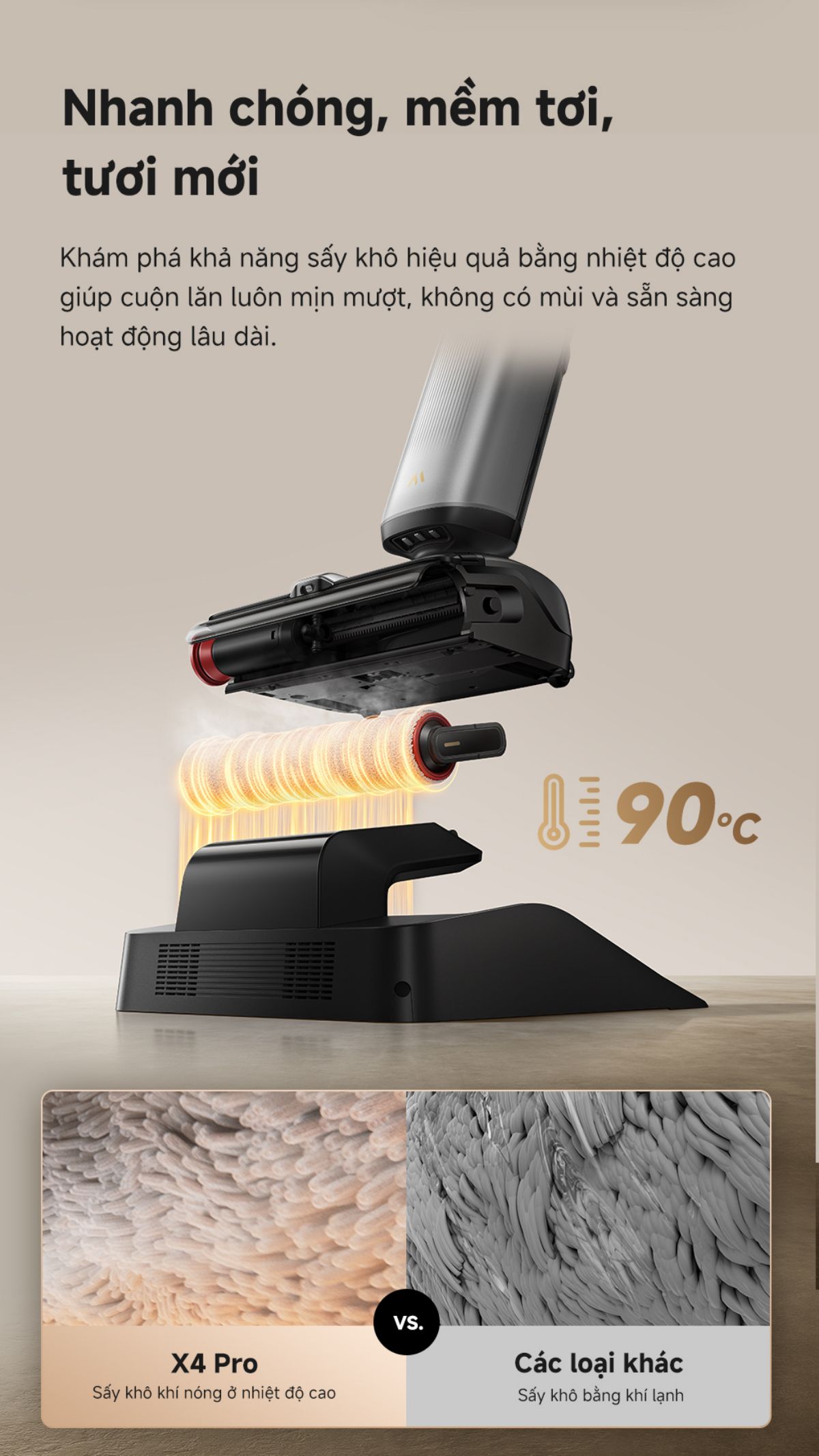 Dreame Mova X4 Pro gập nghiêng 180°