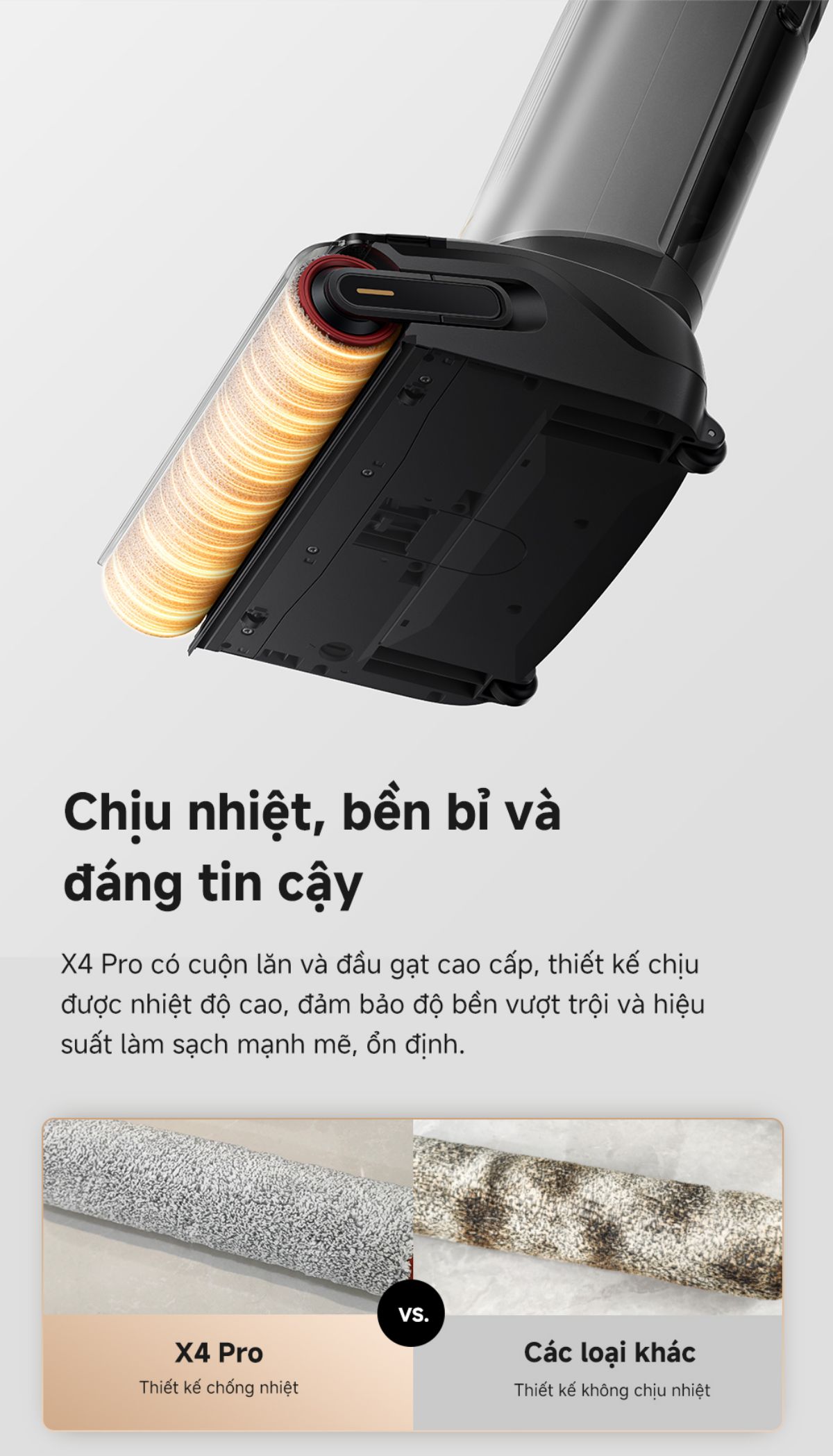 Dreame Mova X4 Pro gập nghiêng 180°