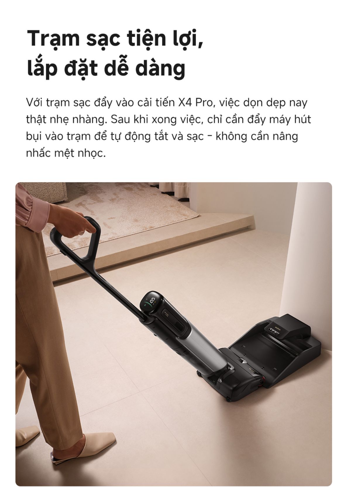 Dreame Mova X4 Pro gập nghiêng 180°