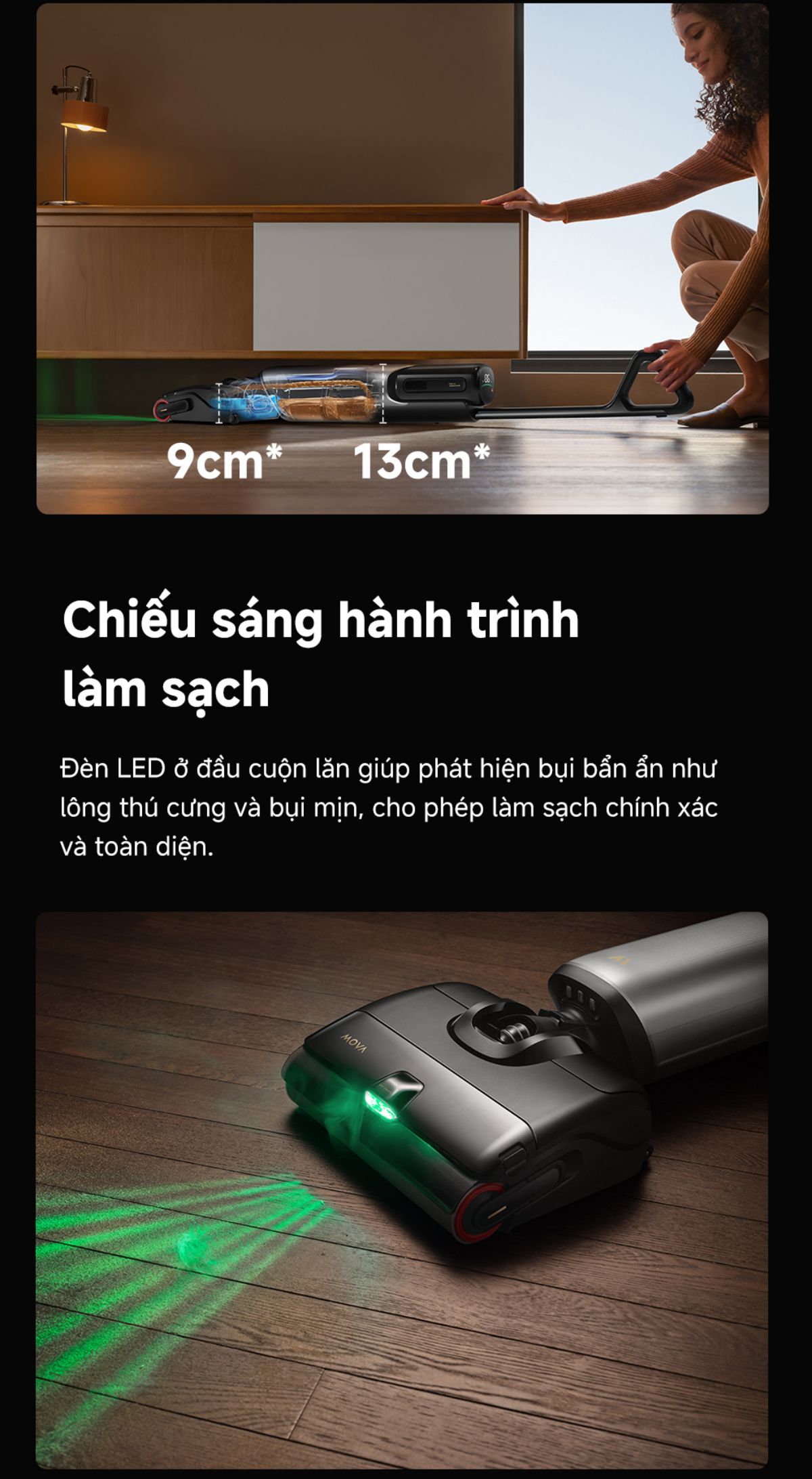 Dreame Mova X4 Pro gập nghiêng 180°