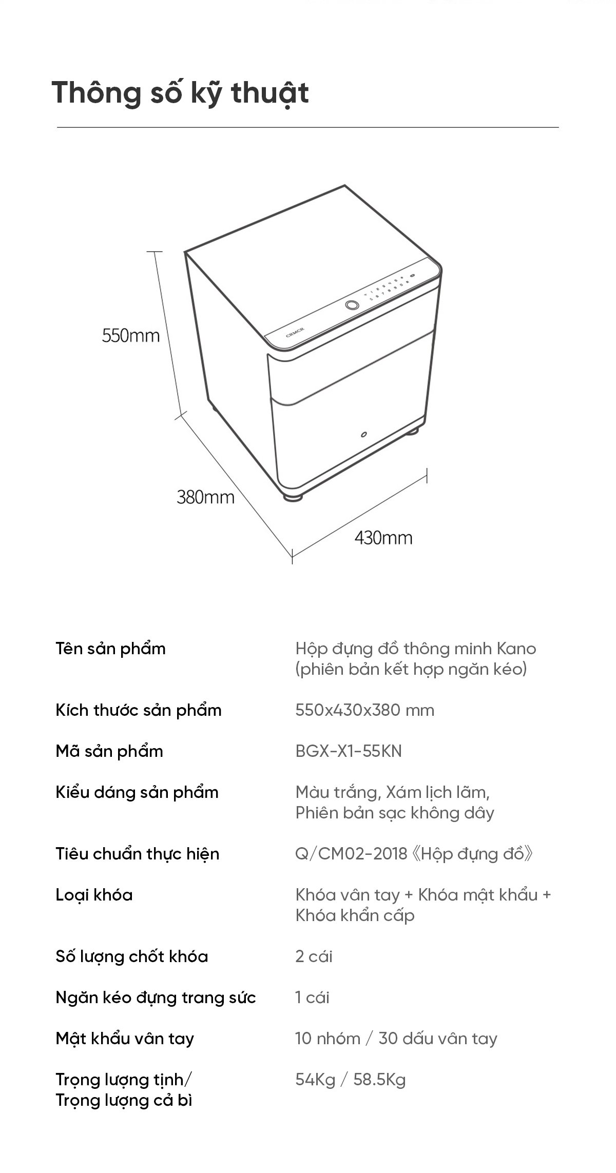 Két sắt Xiaomi thông minh BGX-X1-55KN