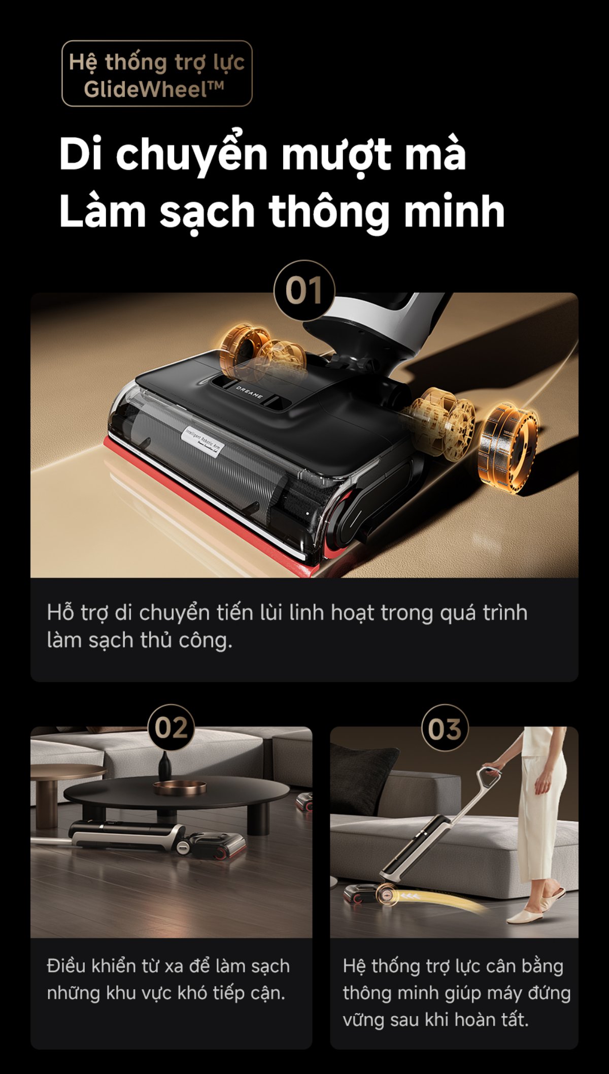 Dreame H15 Pro Heat gập nghiêng 180°