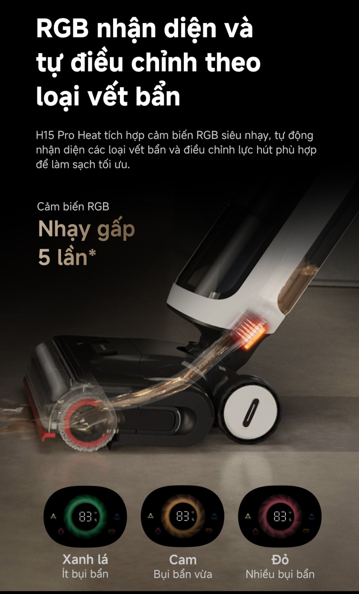 Dreame H15 Pro Heat gập nghiêng 180°