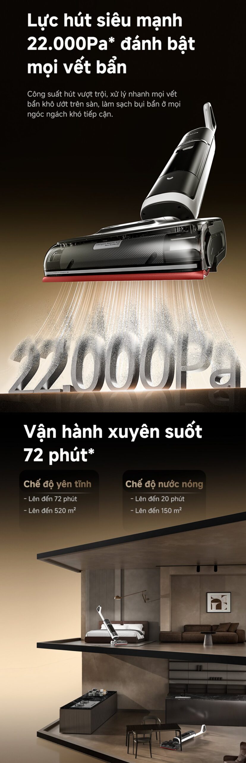 Dreame H15 Pro Heat gập nghiêng 180°
