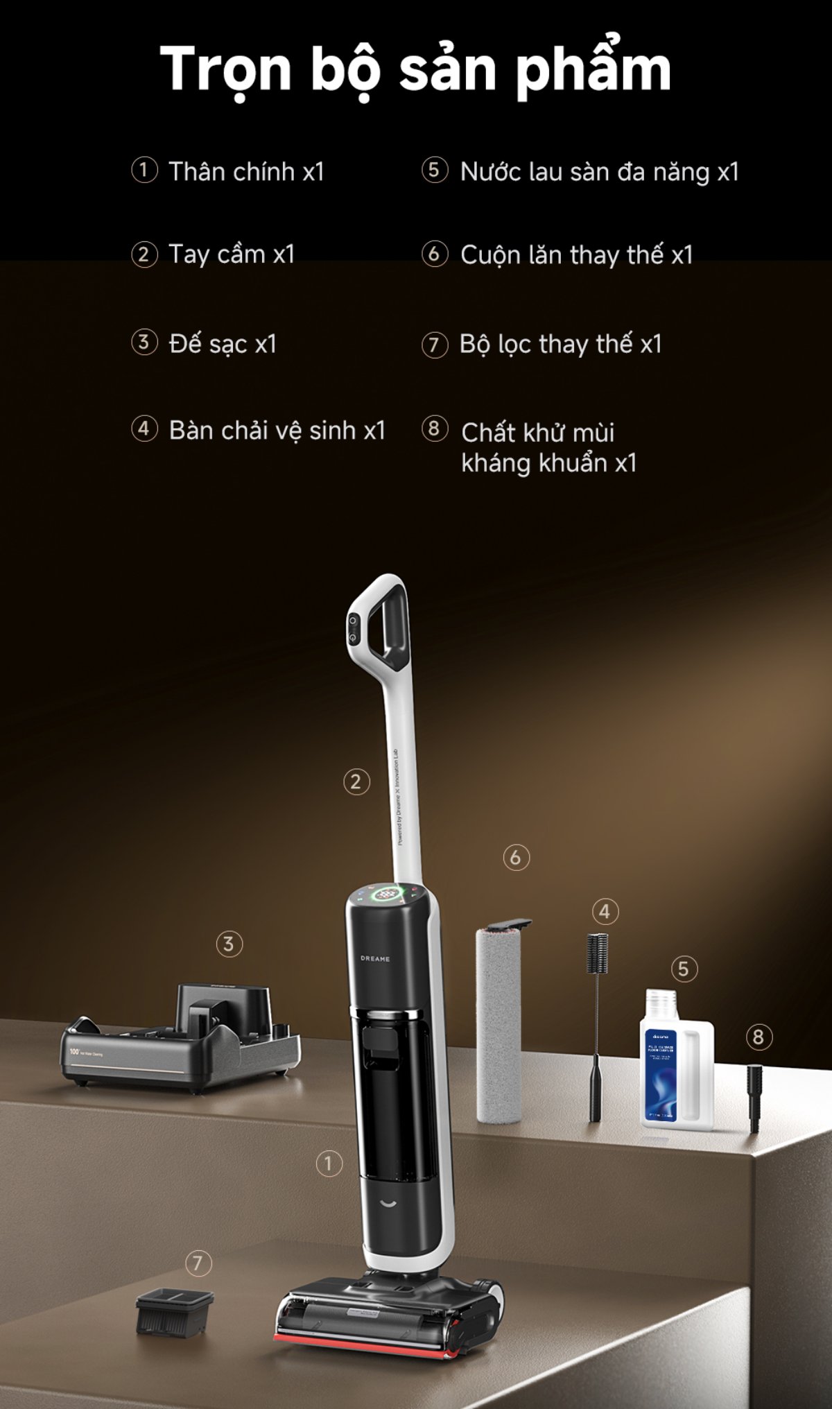 Dreame H15 Pro Heat gập nghiêng 180°