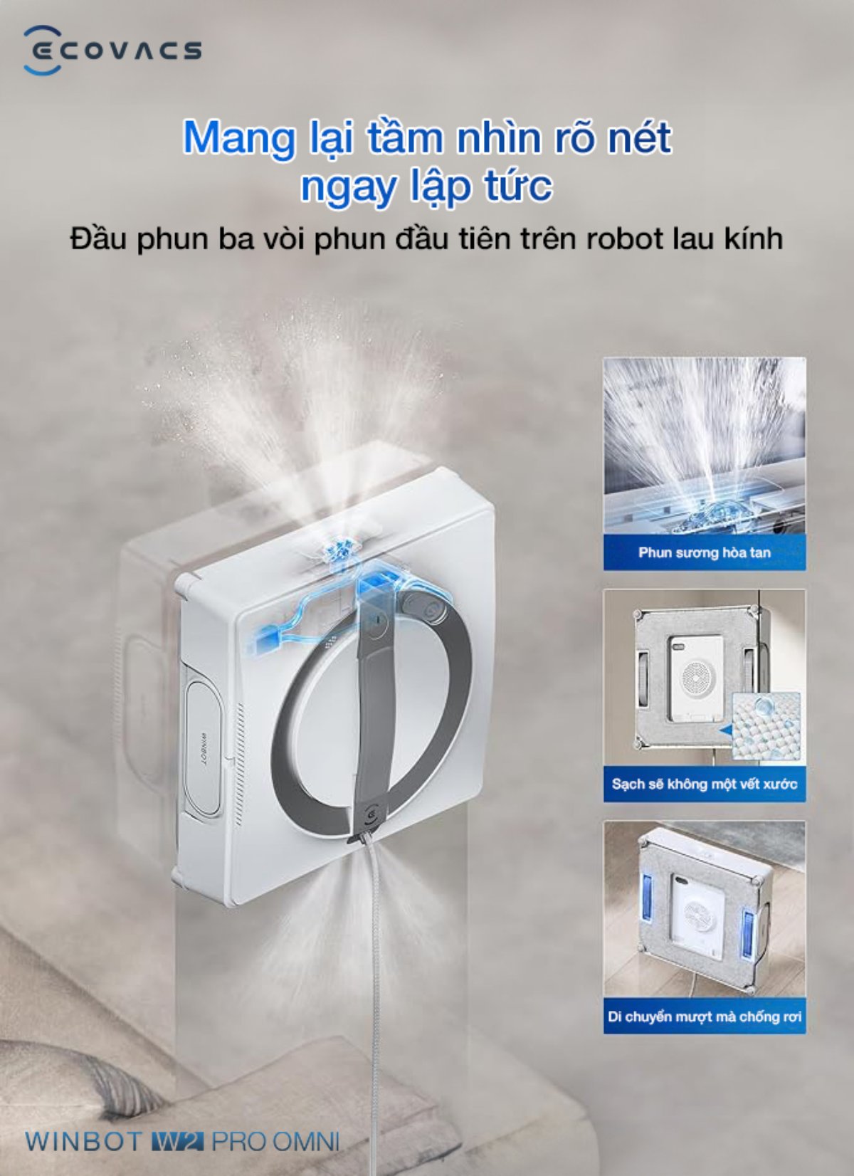 Robot lau kính Ecovacs Winbot W2 Pro OMNI