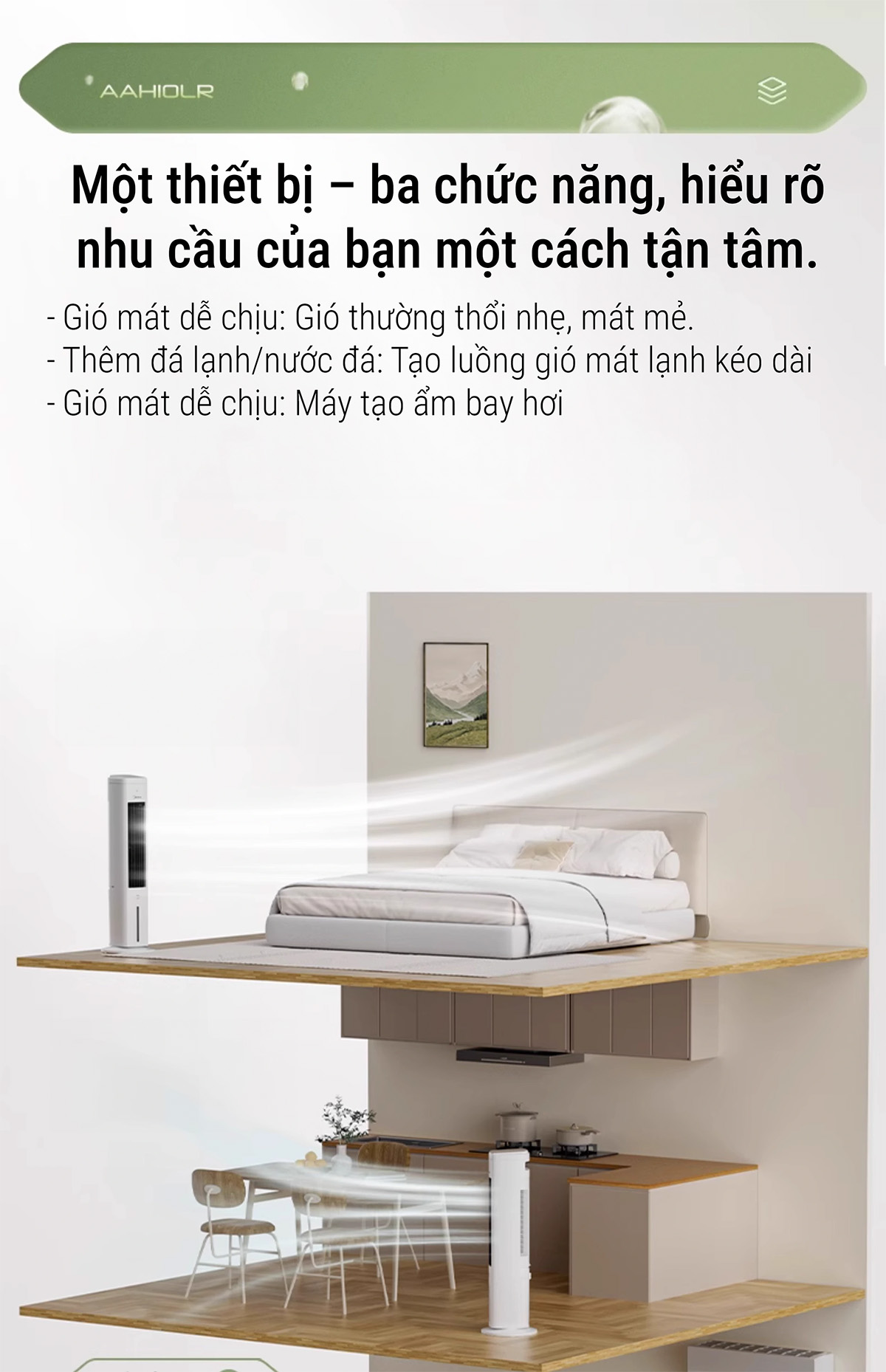 Midea AAH10LR quạt tháp, quạt hơi nước