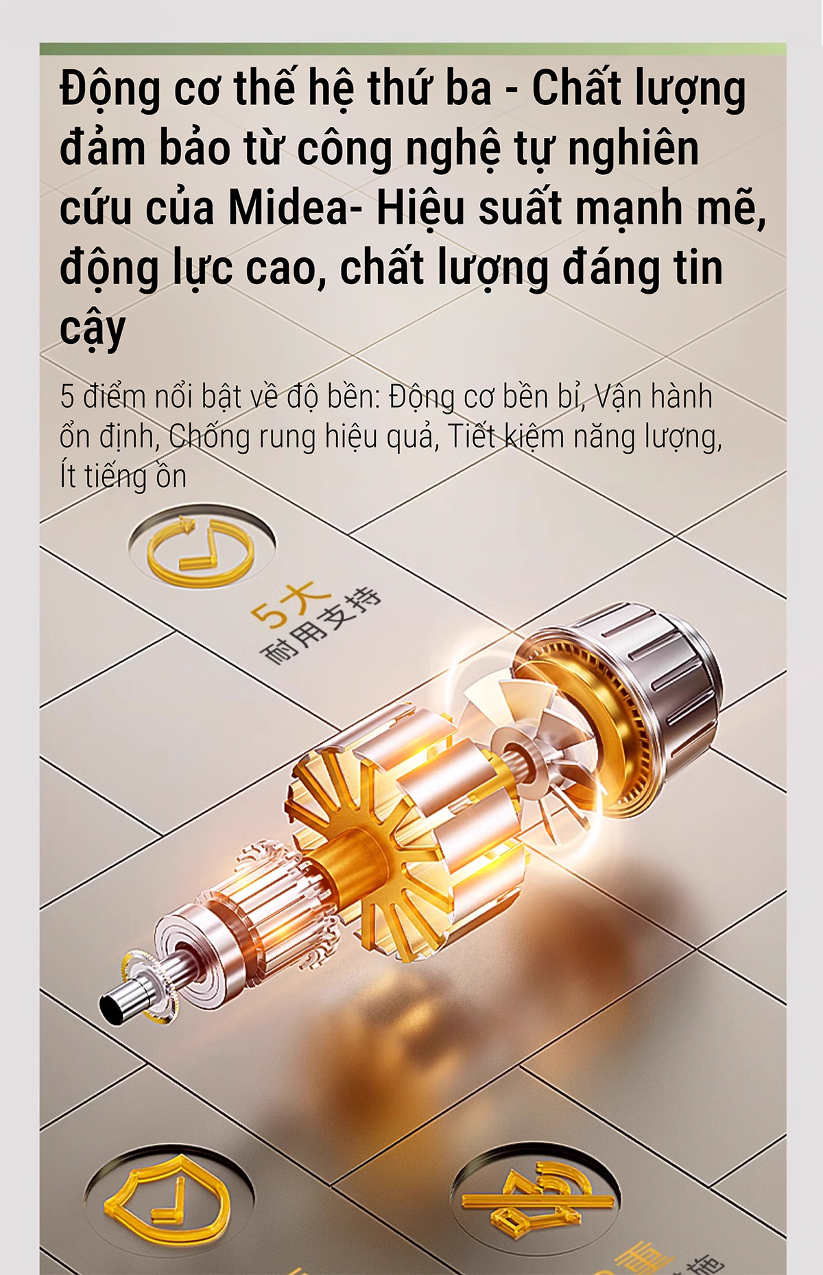 Midea AAH10LR quạt tháp, quạt hơi nước
