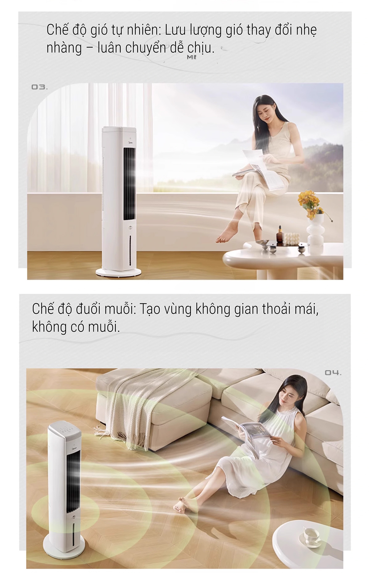 Midea AAH10LR quạt tháp, quạt hơi nước