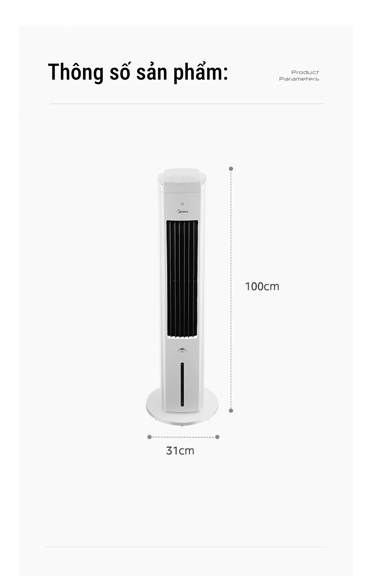 Midea AAH10LR quạt tháp, quạt hơi nước